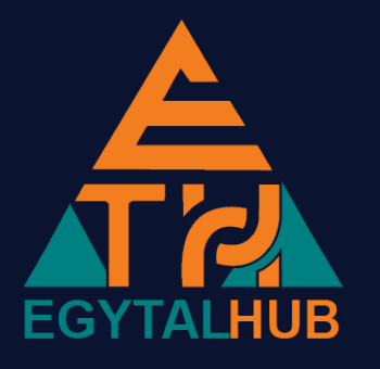 Egytalhub logo — orange triangle with teal accents and EGYTALHUB wordmark